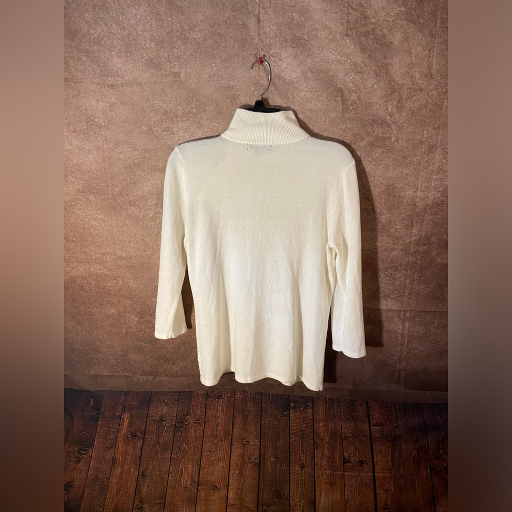 Designers Originals Luxelon beige zipper accent pullover sweater-size medium-EUC - Picture 2 of 4